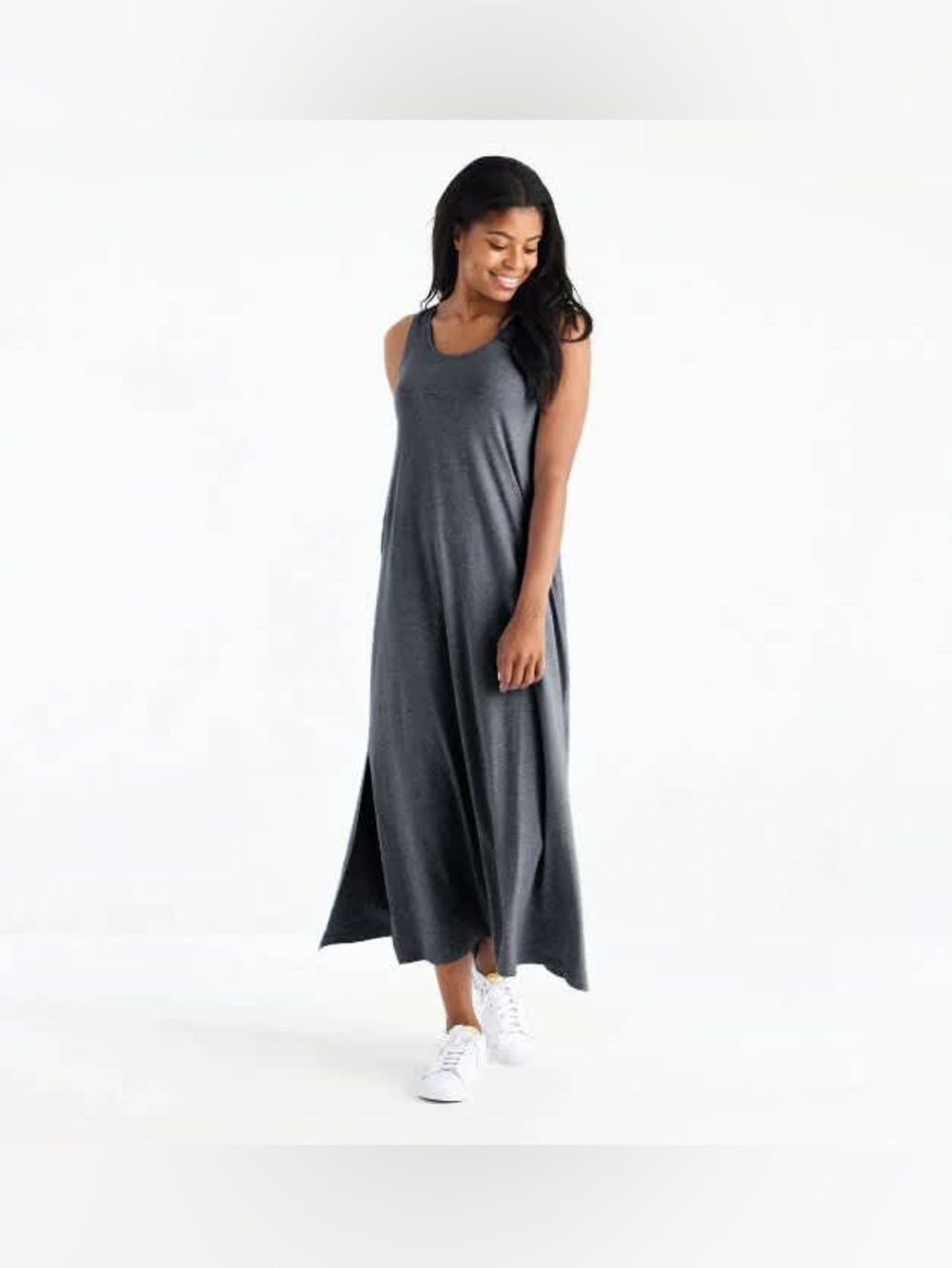 Free Fly Bamboo Heritage Midi Dress Heather Flint Grey Size XS